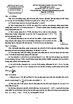 Đề thi học sinh giỏi môn Vật lí lớp 12 - Năm học 2015-2016 - Sở GD & ĐT Bắc Ninh